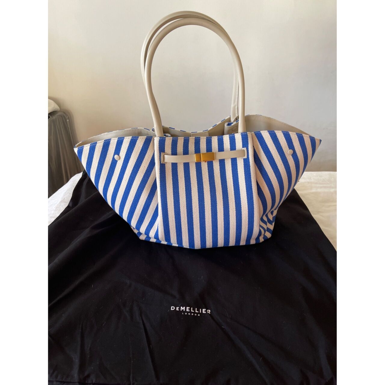 DeMellier The New York cobalt blue striped cotton canvas