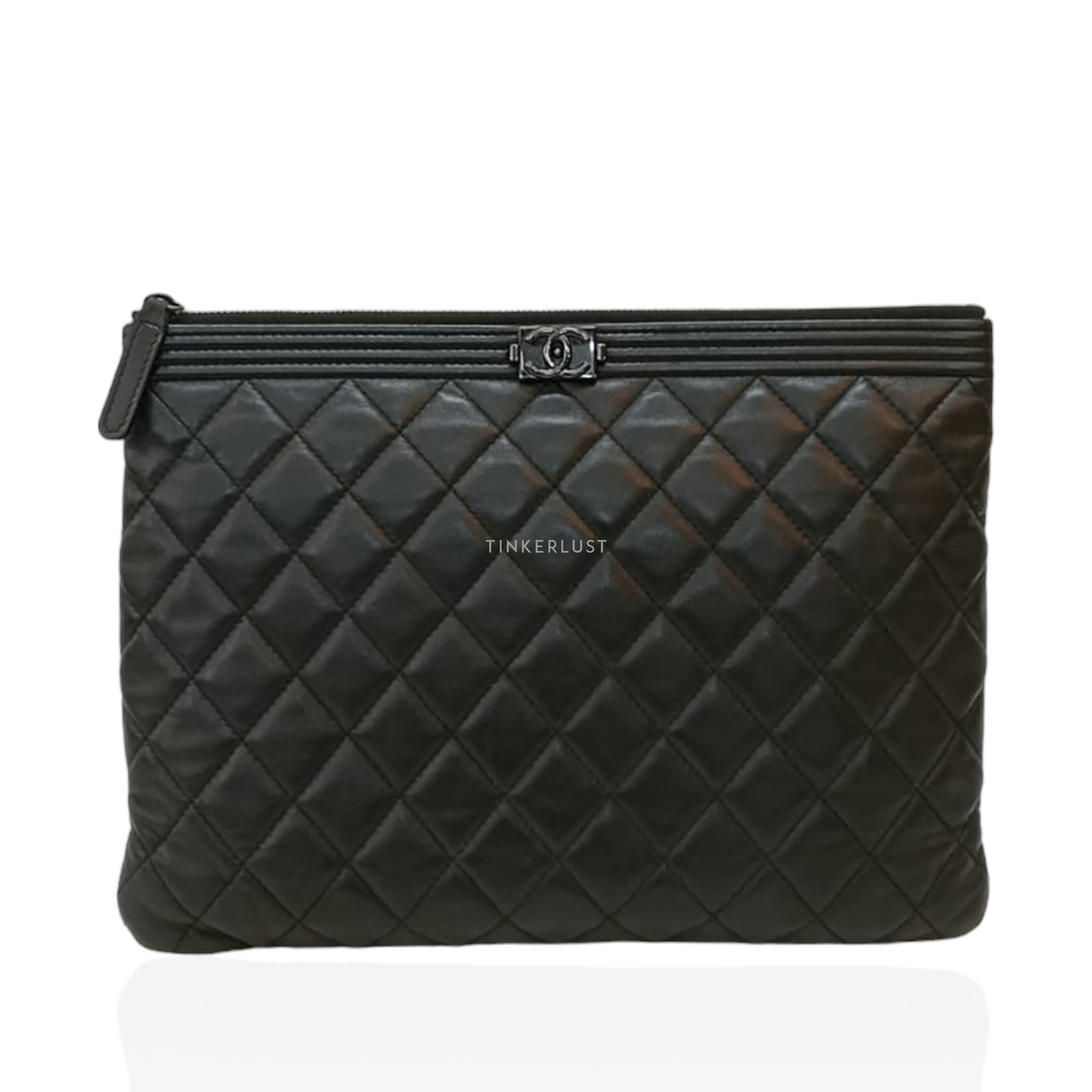 Chanel Boy Ocase So Black In Black Calfskin.#24 2018 Pouch