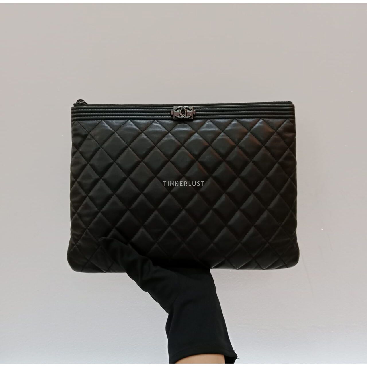 Chanel Boy Ocase So Black In Black Calfskin.#24 2018 Pouch