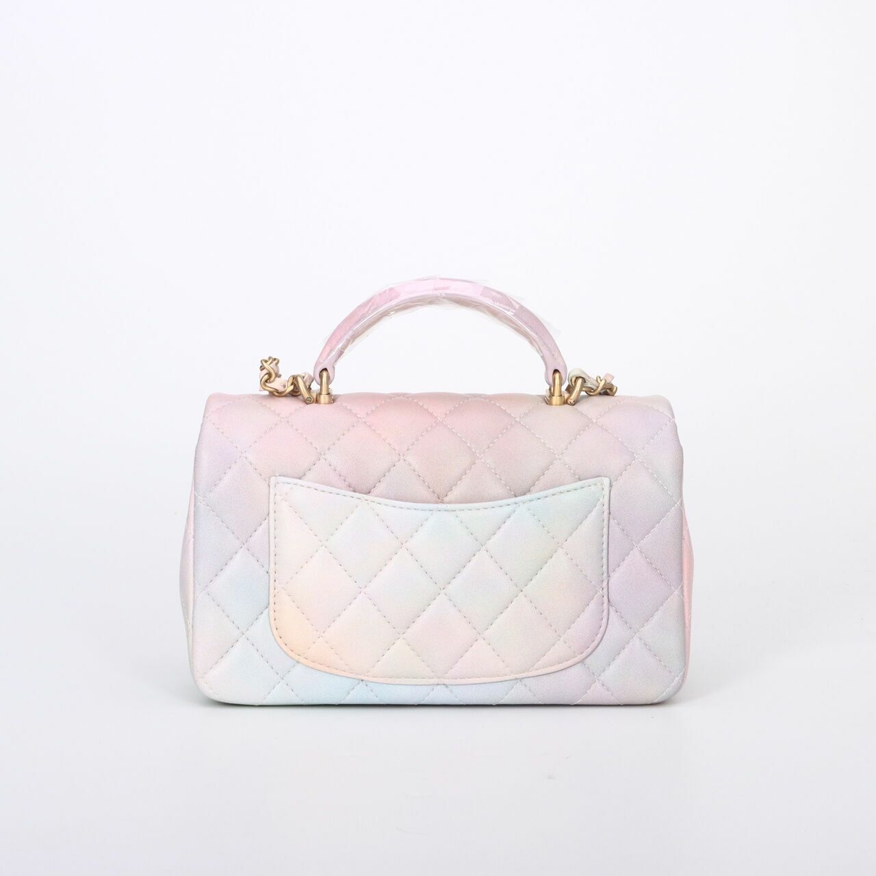 Chanel Mini Rectangle Top Handle Rainbow Pink GHW Satchel