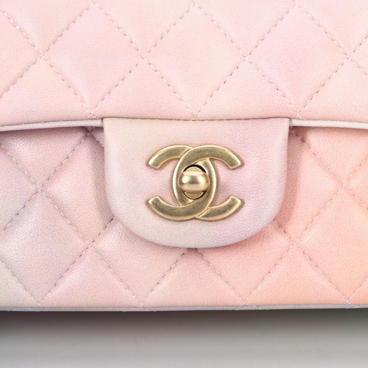 Chanel Mini Rectangle Top Handle Rainbow Pink GHW Satchel