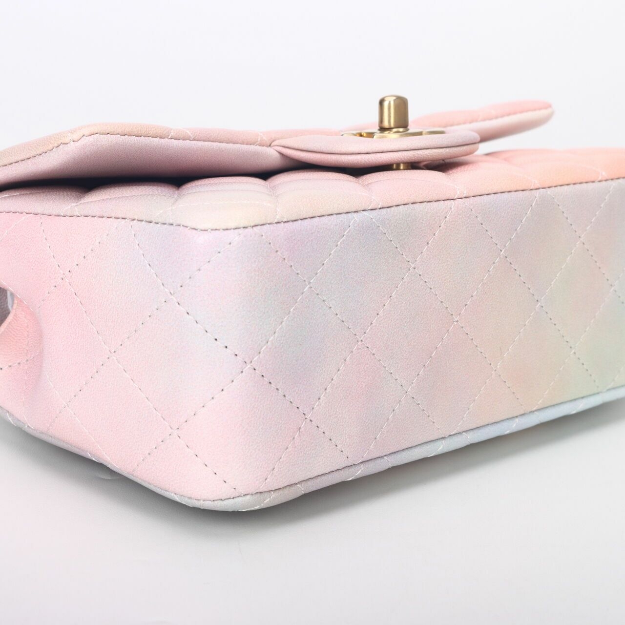 Chanel Mini Rectangle Top Handle Rainbow Pink GHW Satchel