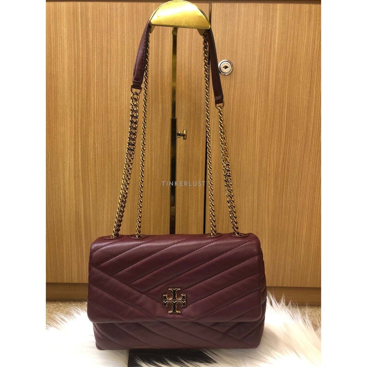 Tory Burch Kira Chevron Small Imperial Garnet GHW Shoulder Bag