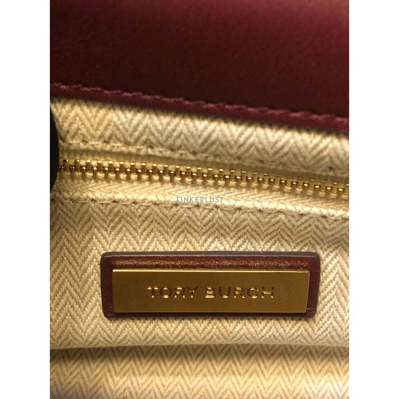 Tory Burch Kira Chevron Small Imperial Garnet GHW Shoulder Bag