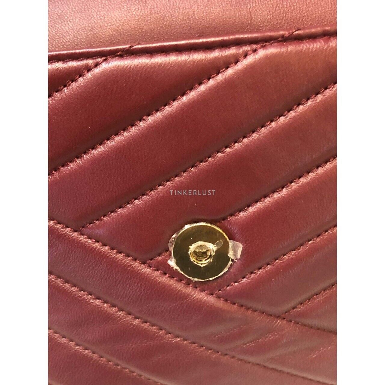 Tory Burch Kira Chevron Small Imperial Garnet GHW Shoulder Bag