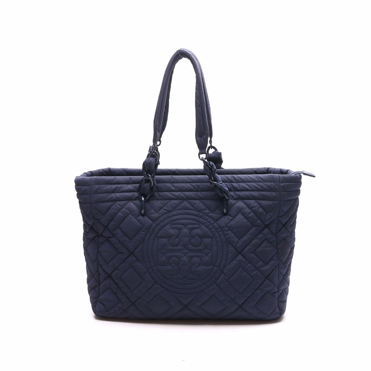 Tory Burch Nylon Navy Quilted Tote Bag