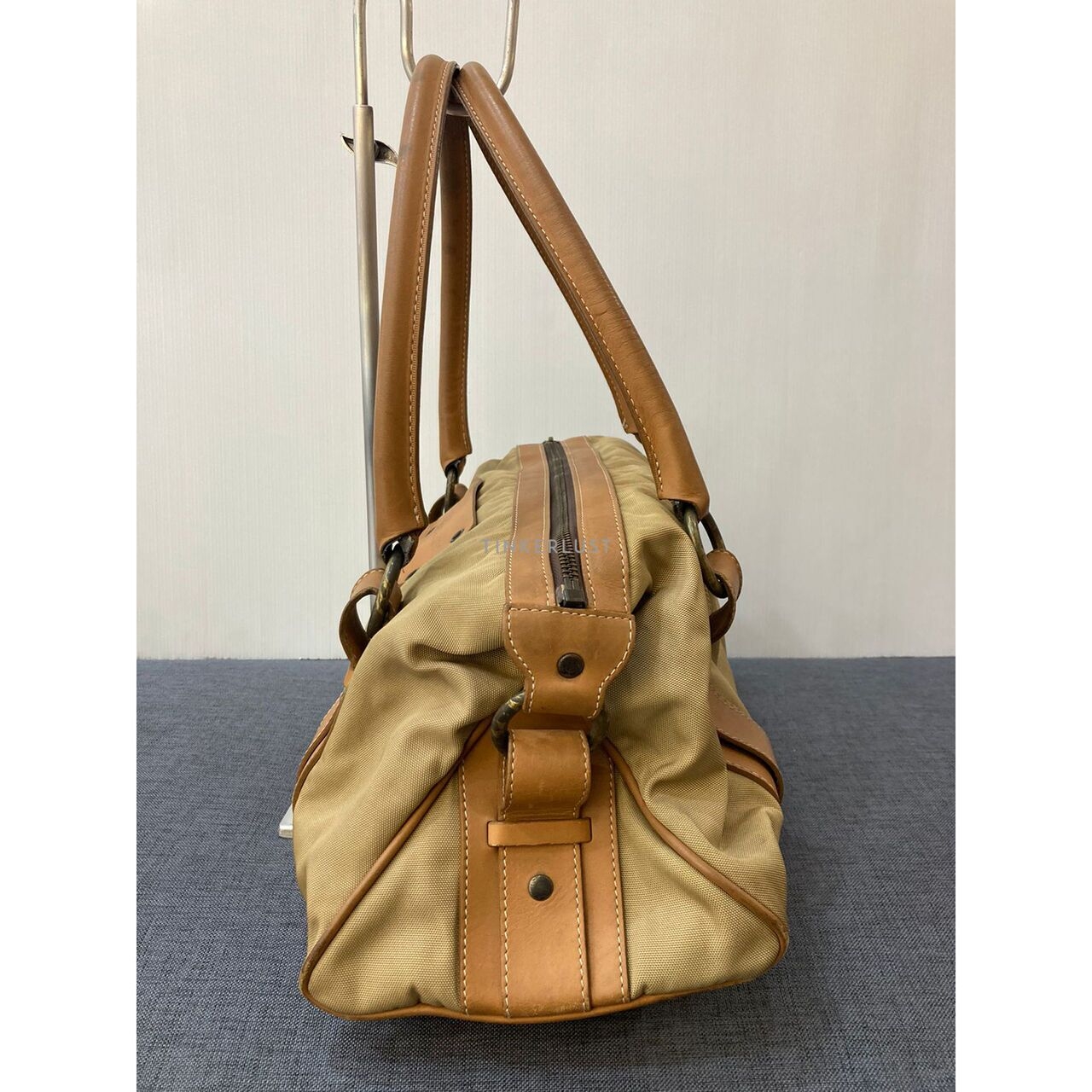 Burberry Canvas Mix Leather Brown Handbag