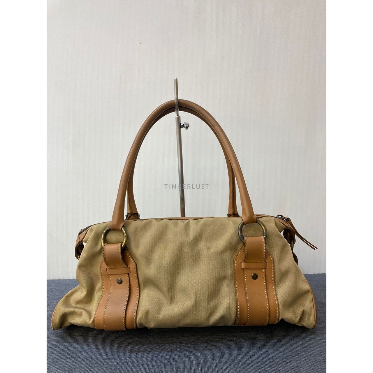 Burberry Canvas Mix Leather Brown Handbag