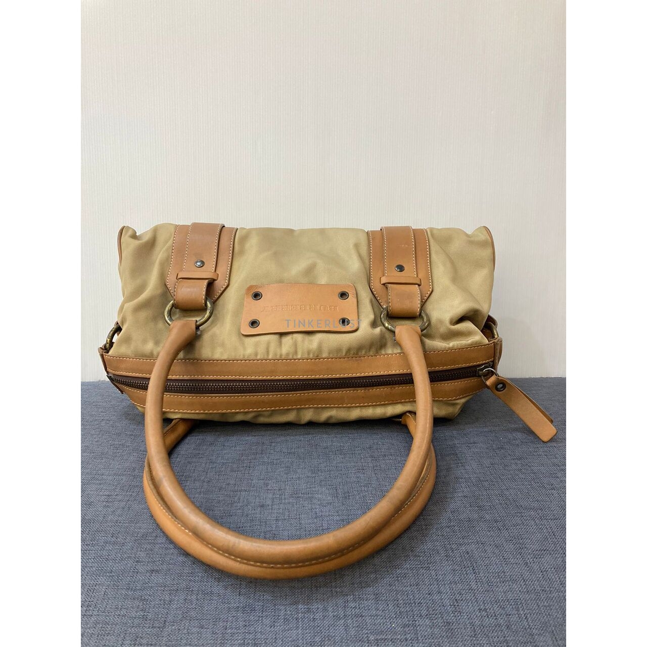 Burberry Canvas Mix Leather Brown Handbag