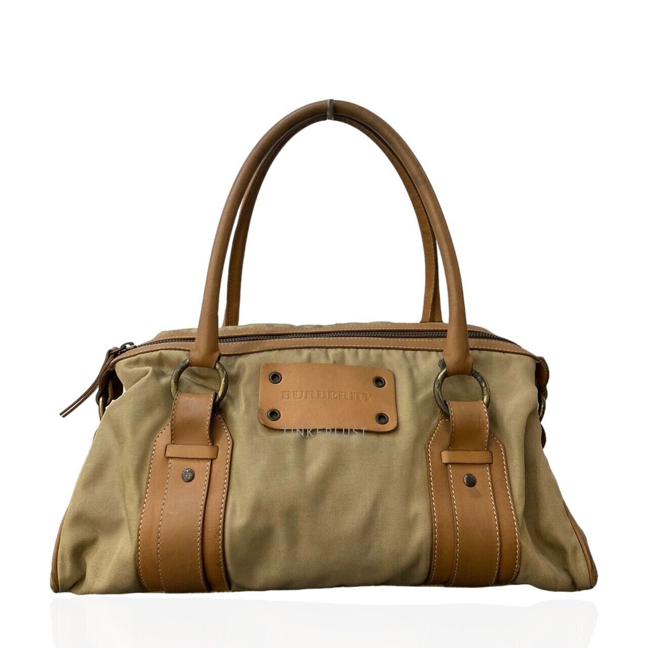 Burberry Canvas Mix Leather Brown Handbag