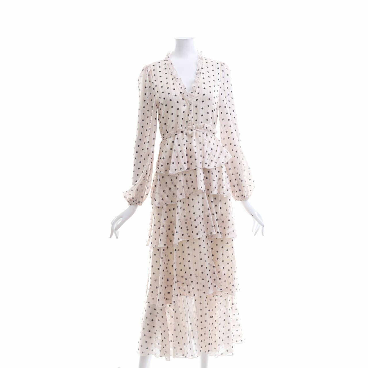 Private Collection Off White & Black Polkadots Long Dress