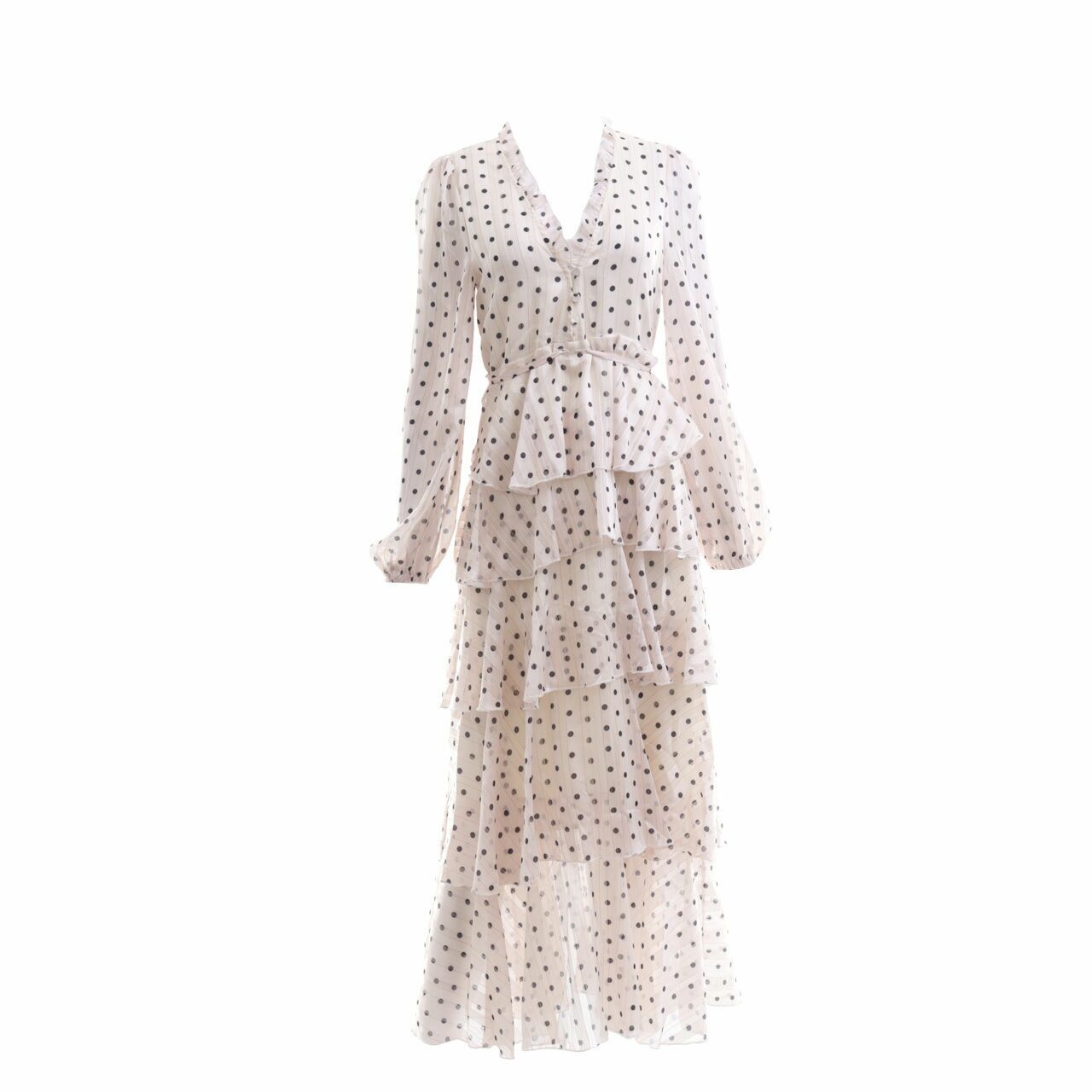 Private Collection Off White & Black Polkadots Long Dress