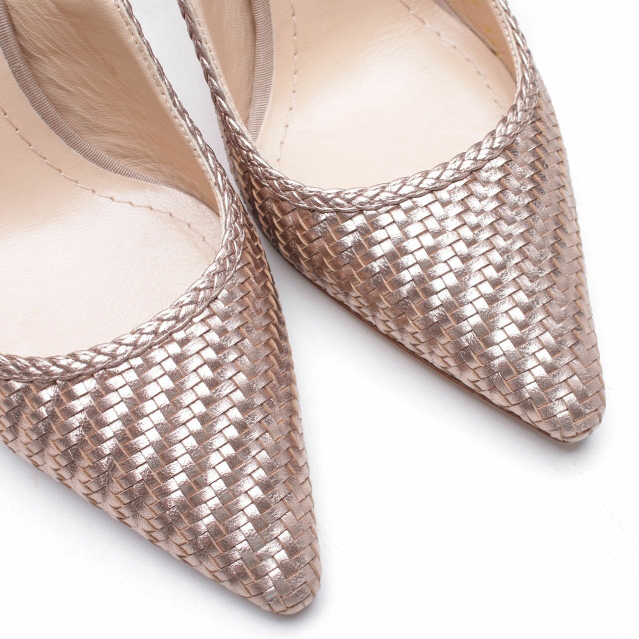 Christian Dior Calfskin Woven Laminated J'adior Slingback Pumps Heels 