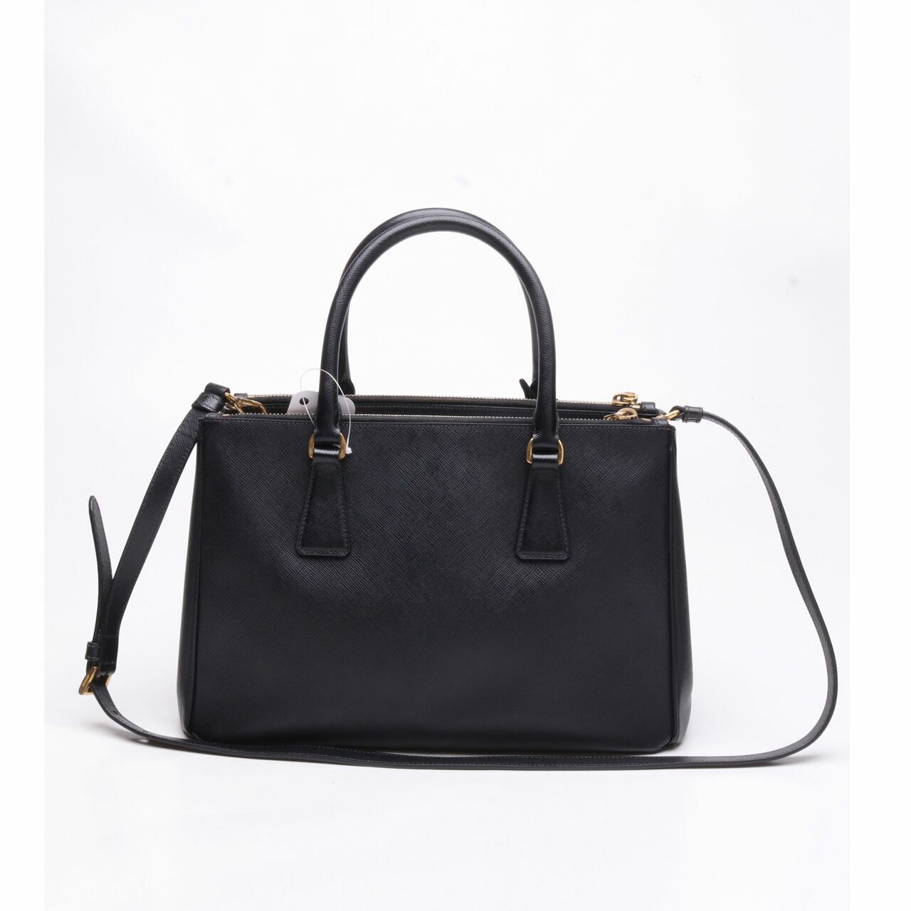 Prada Saffiano Double Zip Black Satchel