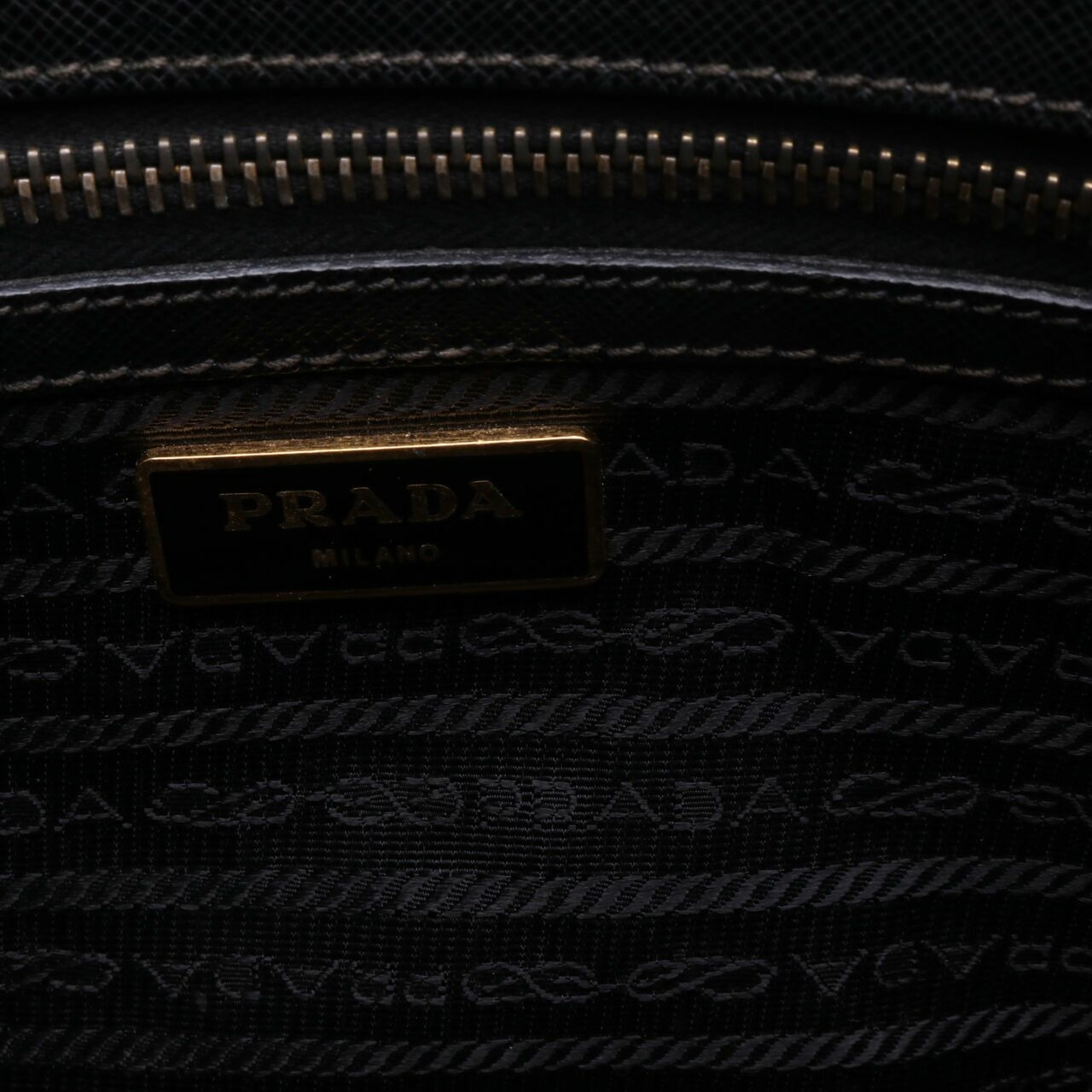 Prada Saffiano Double Zip Black Satchel