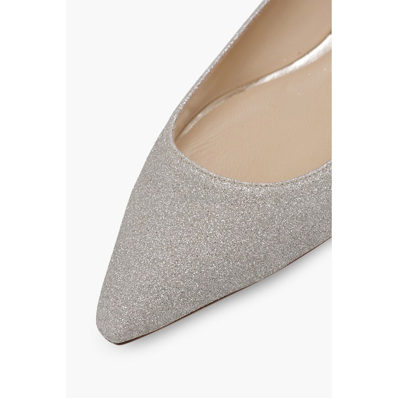 Jimmy Choo Romy Ballerina Platinum in Ice Glitter Flats