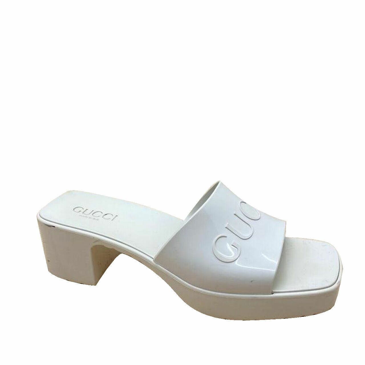 Gucci Slide Sandals in White Rubber 