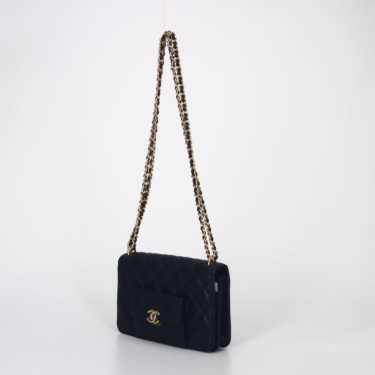 Chanel WOC Caviar Black Front Pocket Sling Bag 