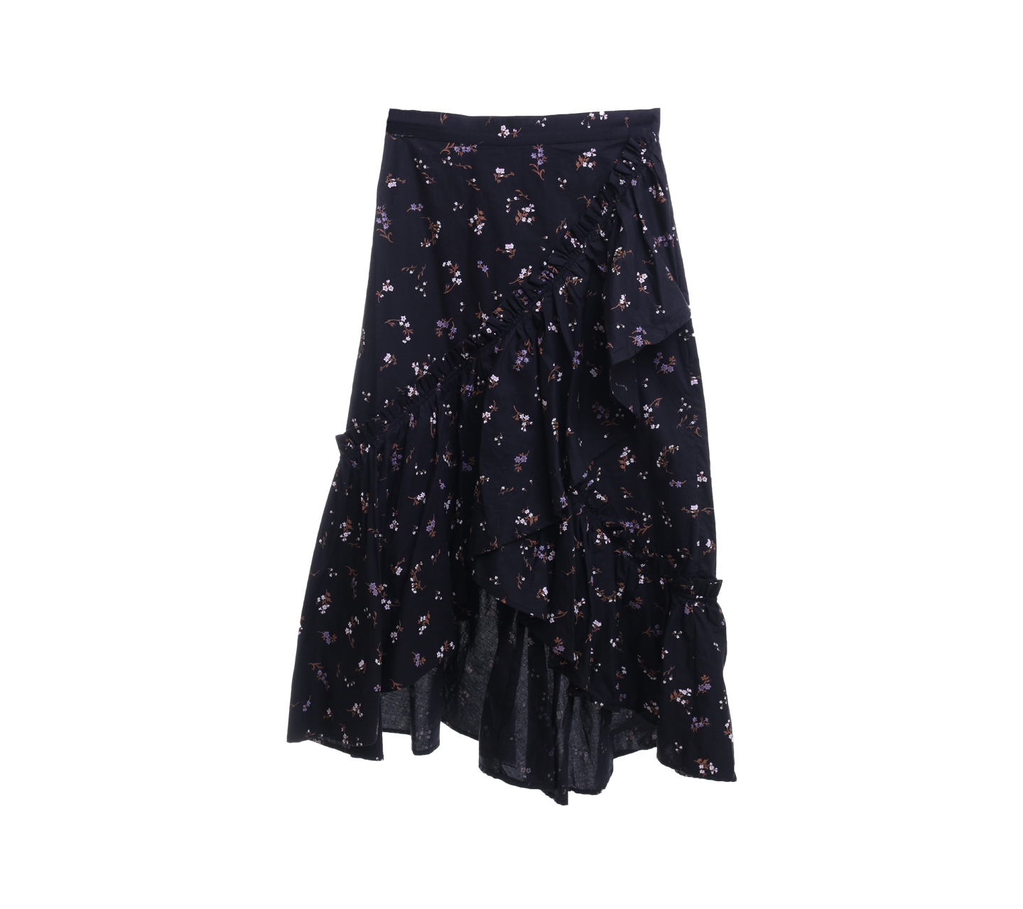 H&M Black Floral Wrap Maxi Skirt