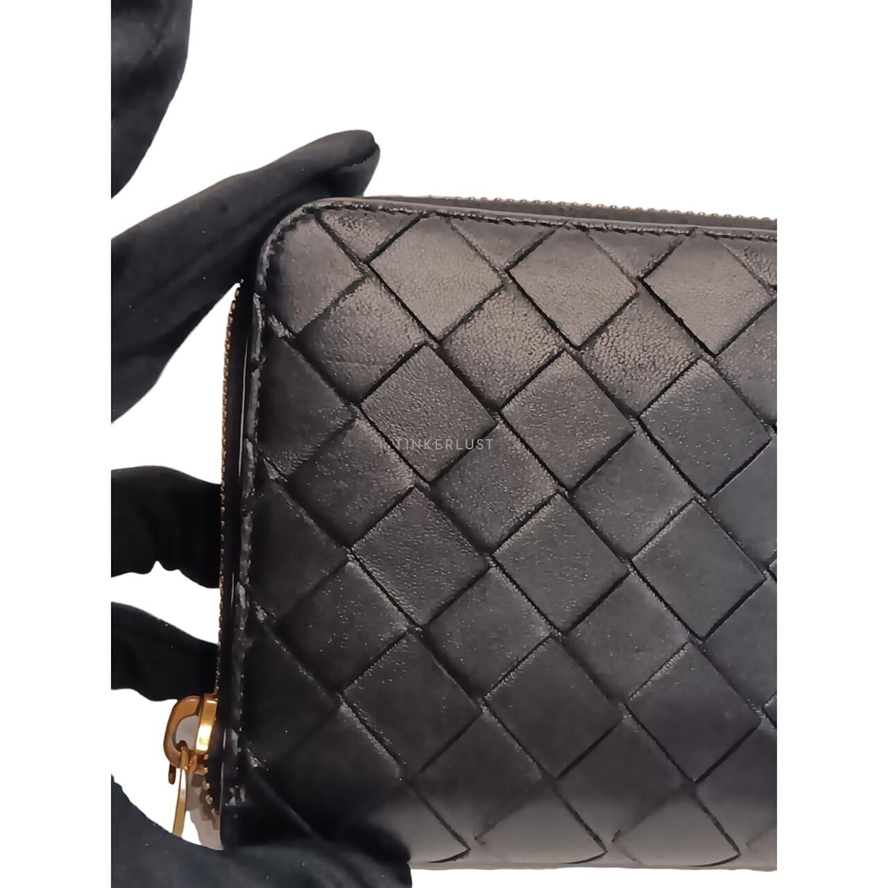 Bottega Veneta Black Zippy GHW Wallet