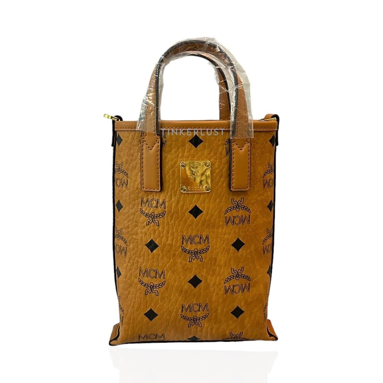 MCM Aren Visetos Cognac Mini Handbag