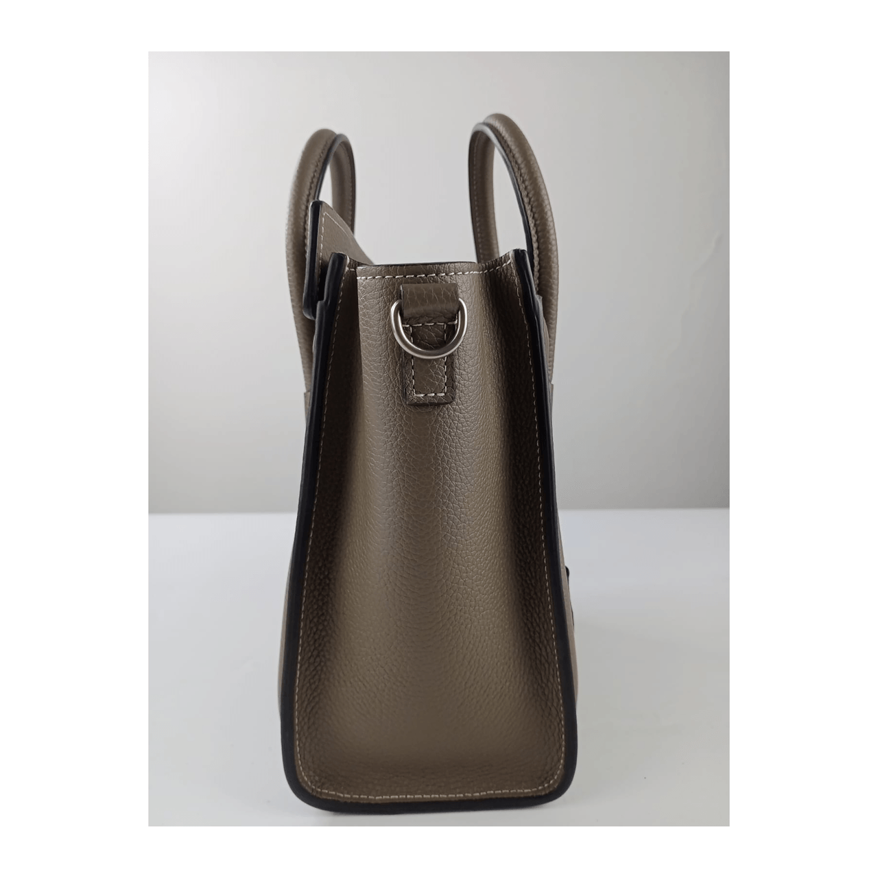 Celine Nano Luggage Bag In Drummed Calfskin Souris 2019 Satchel