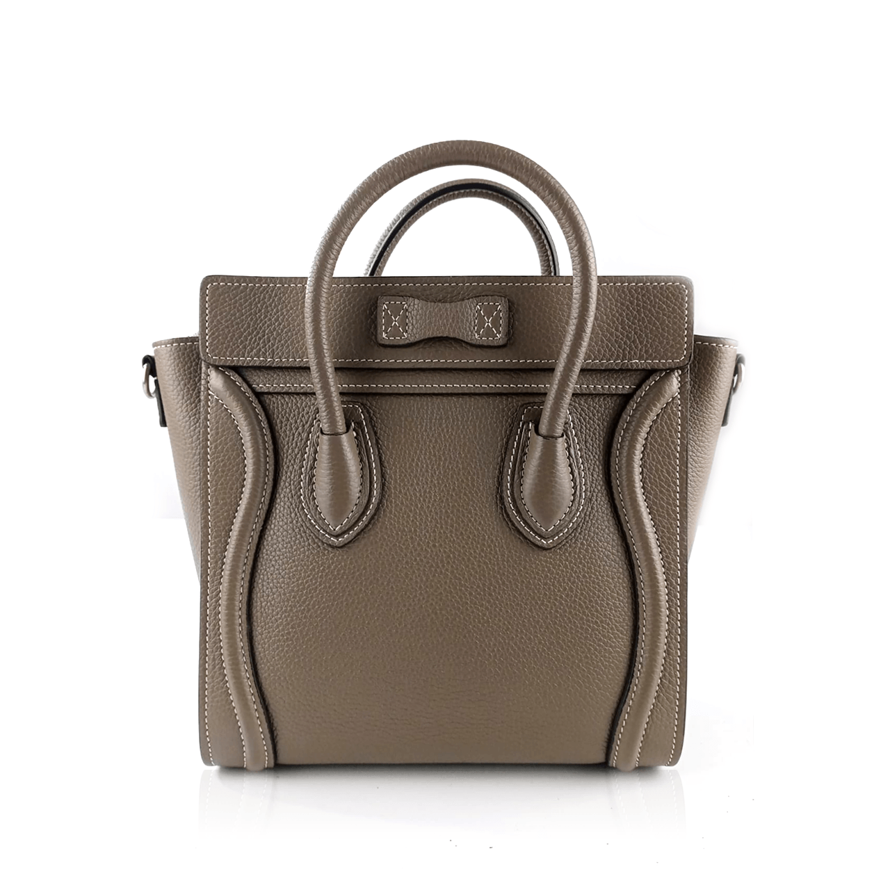 Celine Nano Luggage Bag In Drummed Calfskin Souris 2019 Satchel