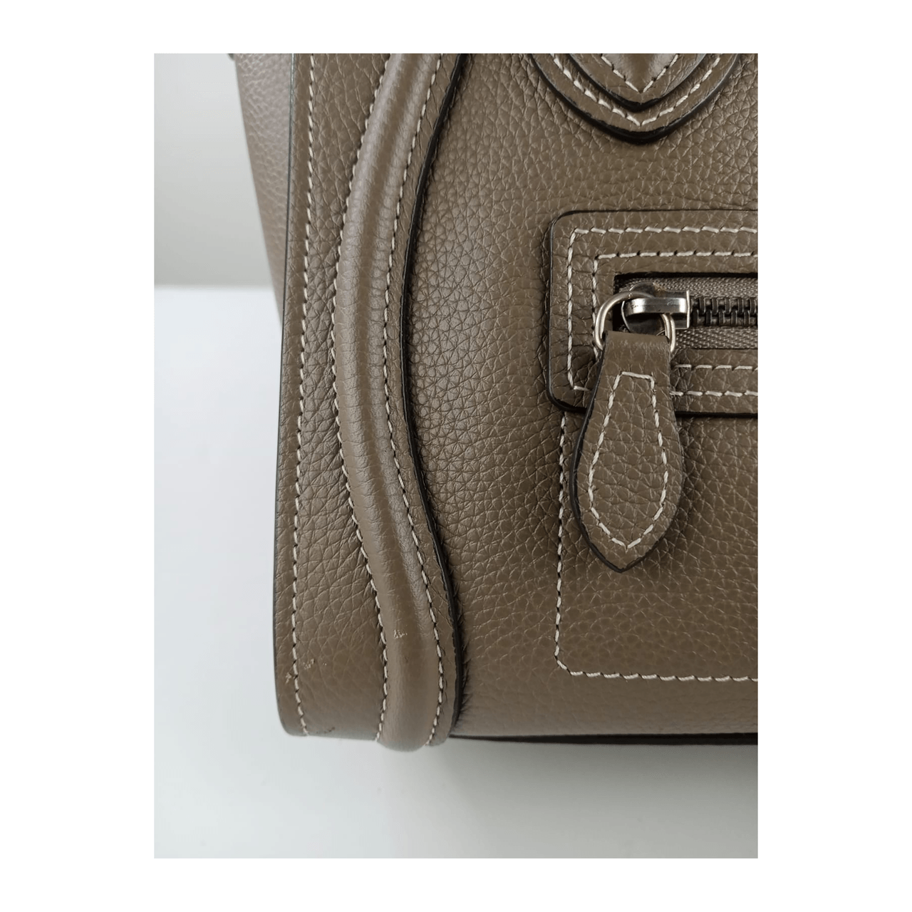 Celine Nano Luggage Bag In Drummed Calfskin Souris 2019 Satchel