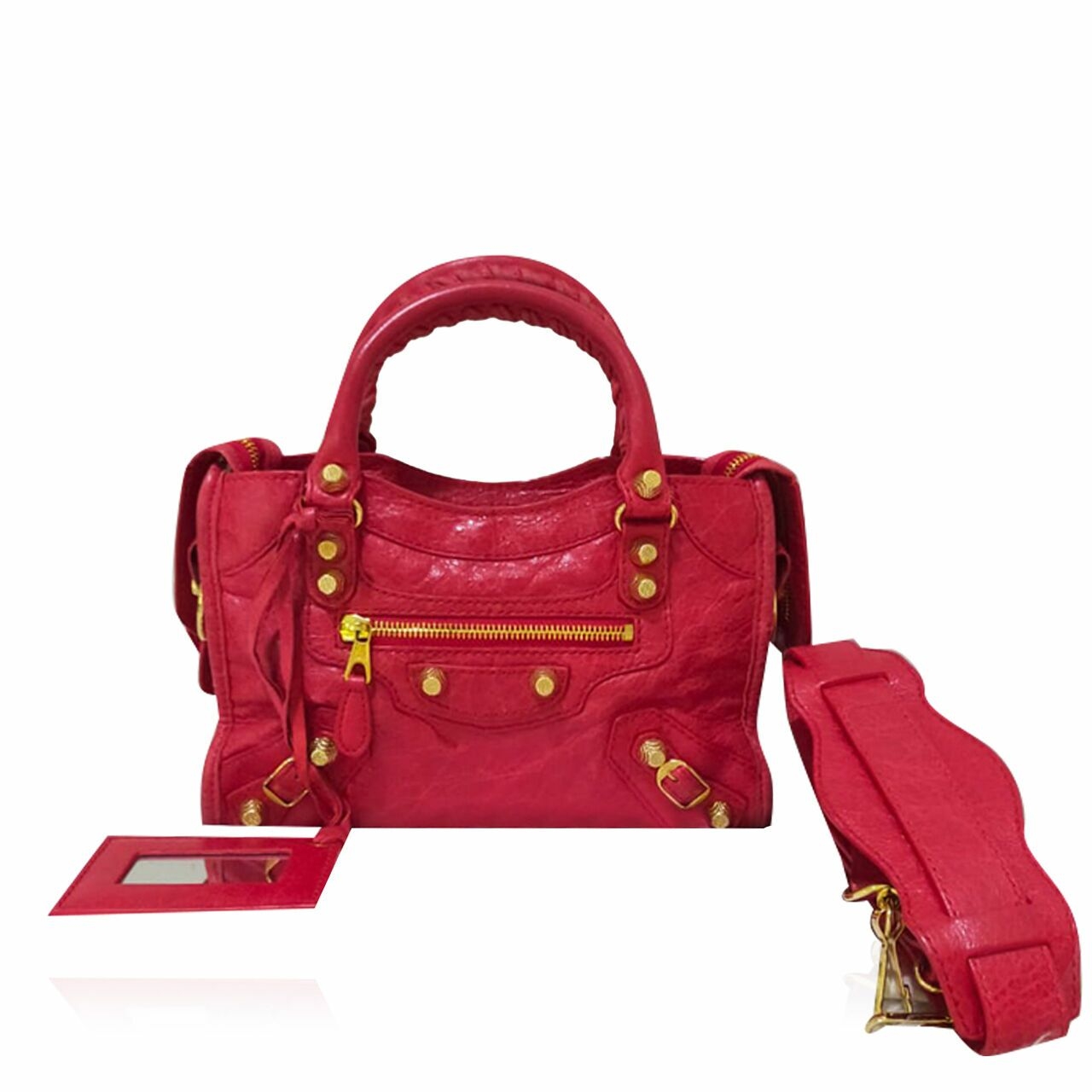 Balenciaga Classic Mini City GHW Red 2015 Satchel