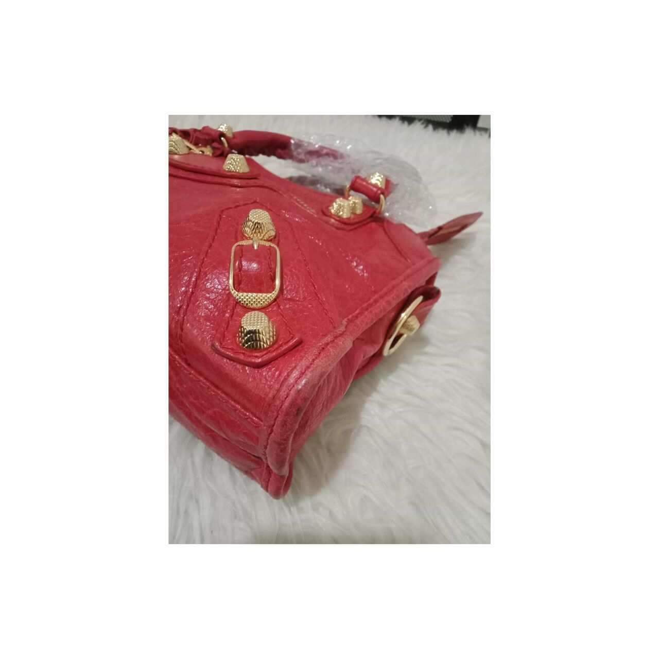 Balenciaga Classic Mini City GHW Red 2015 Satchel