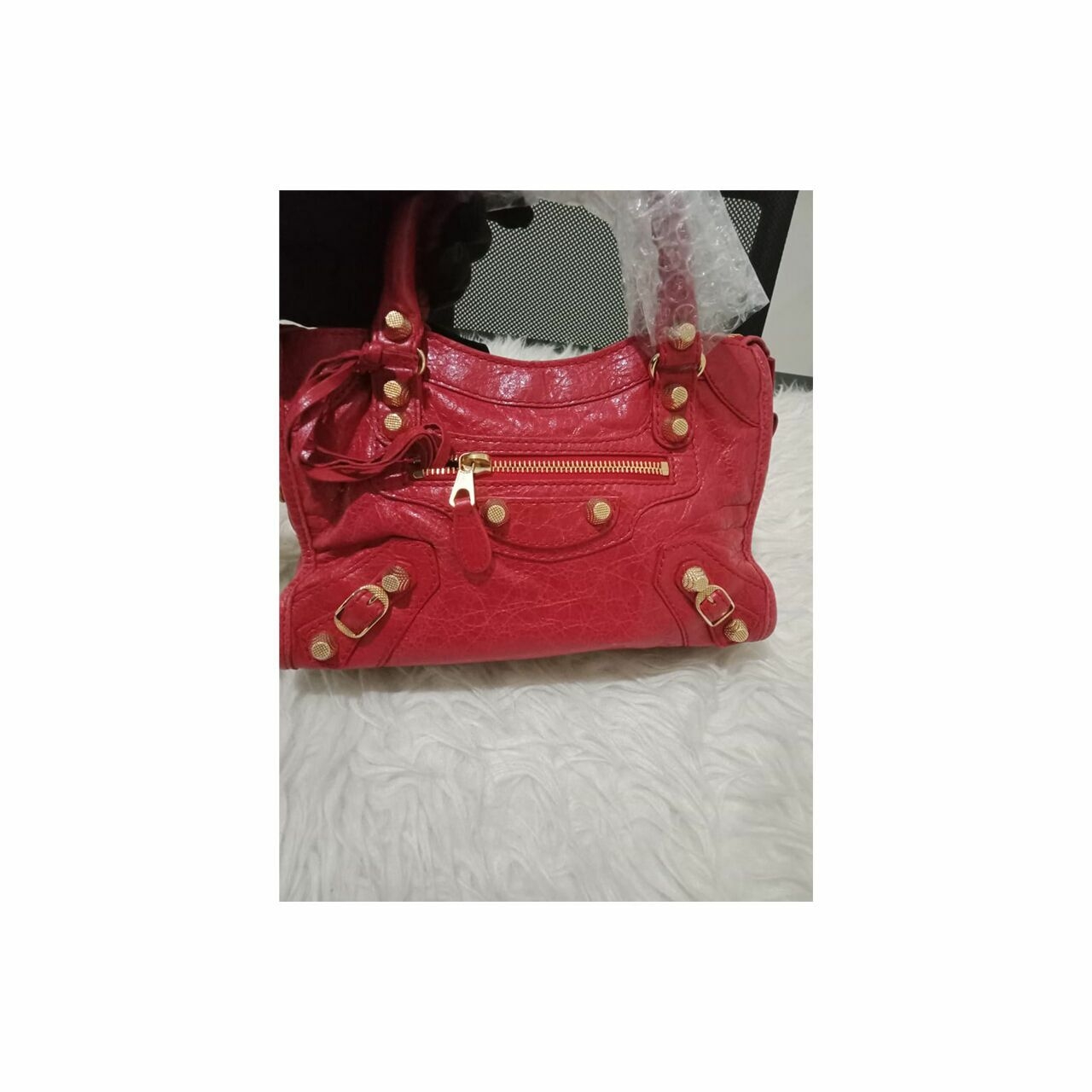 Balenciaga Classic Mini City GHW Red 2015 Satchel