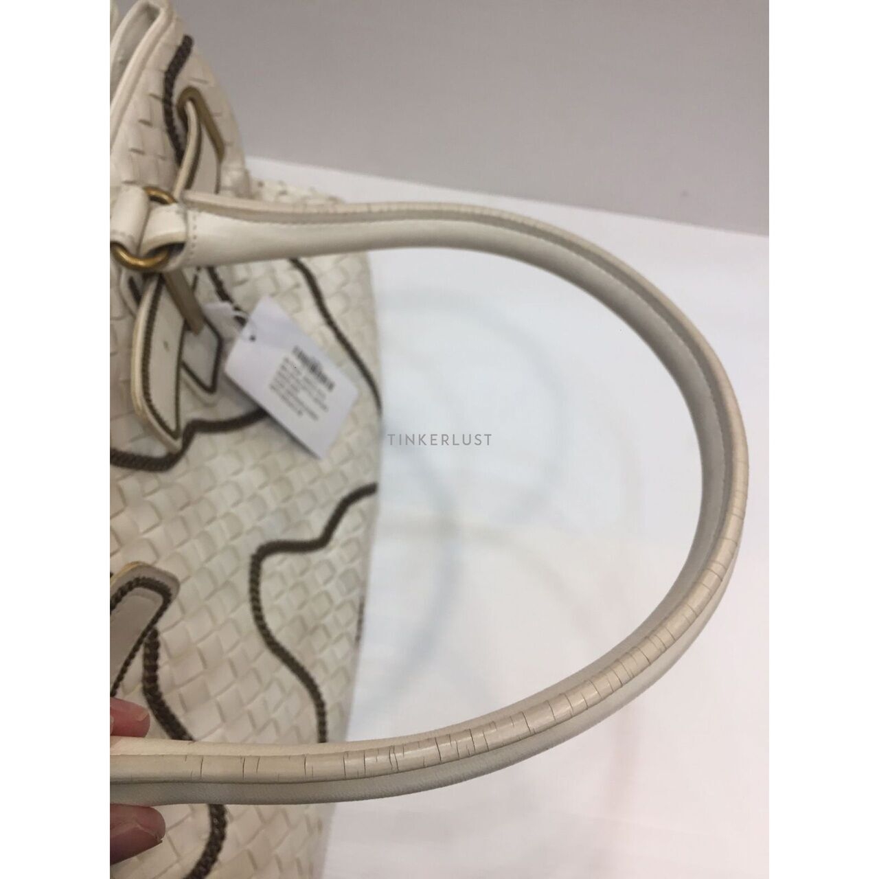 Bottega Veneta Intrecciato Chain Around Leather Broken White GHW Tote Bag 