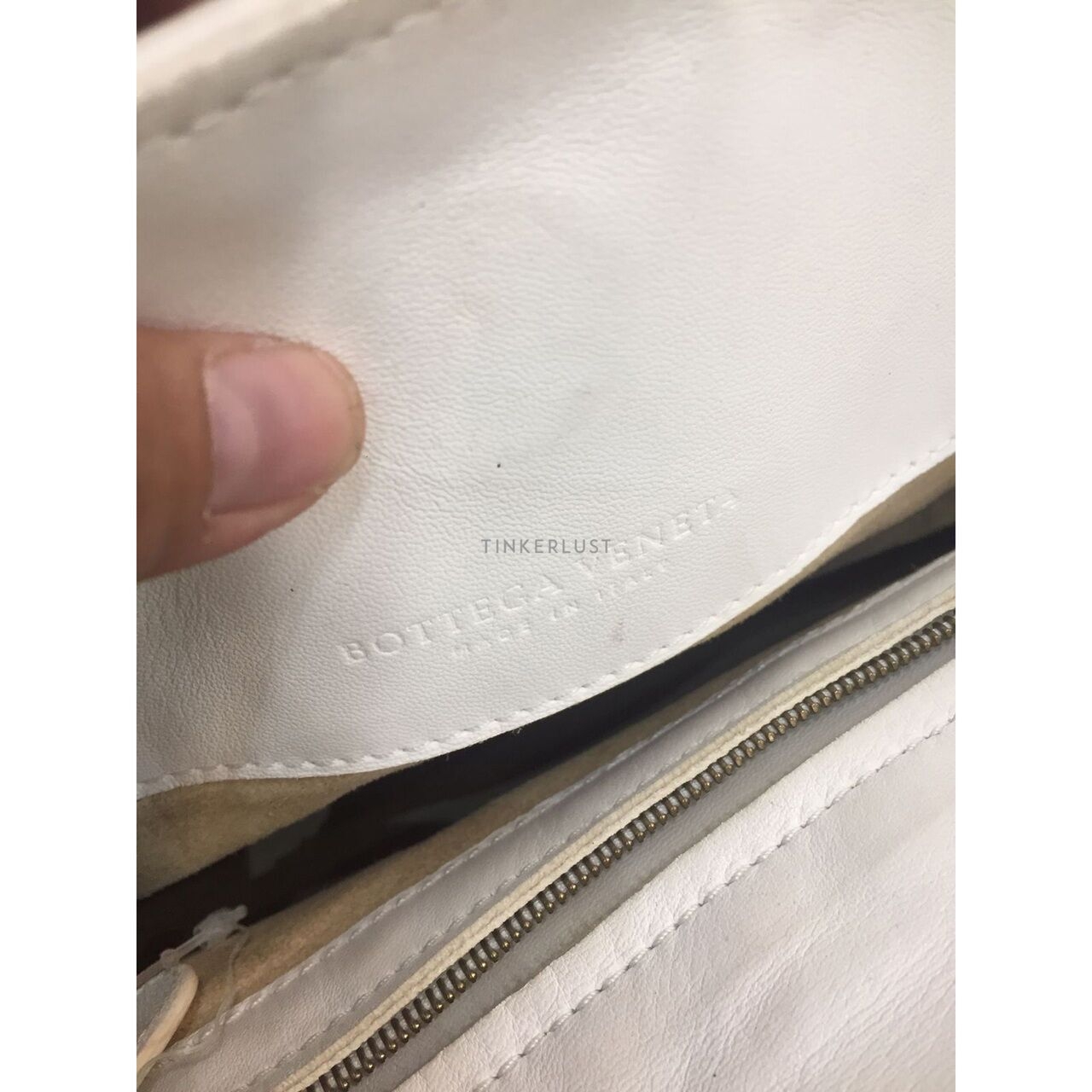 Bottega Veneta Intrecciato Chain Around Leather Broken White GHW Tote Bag 