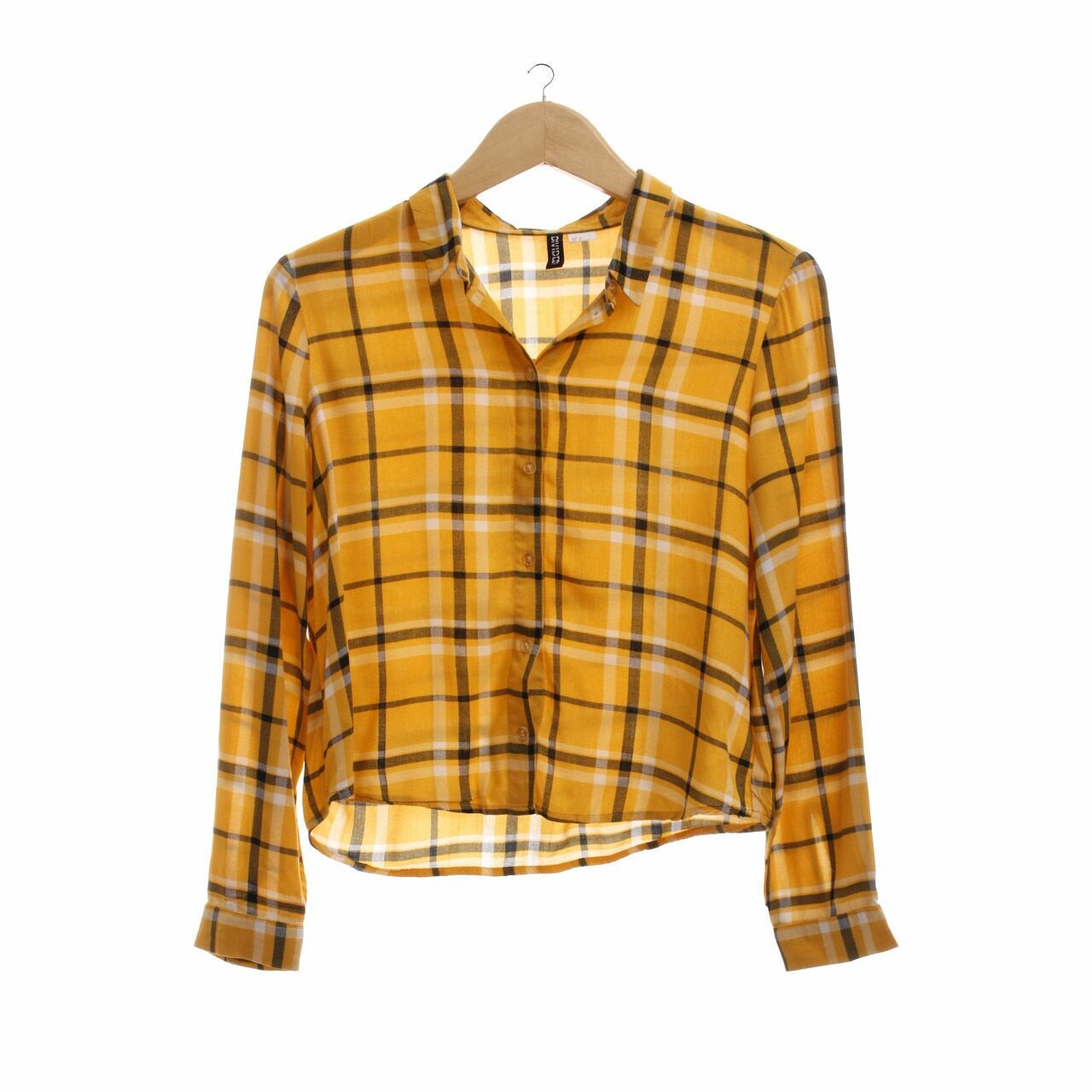 H&M Yellow Plaid Crop Shirt