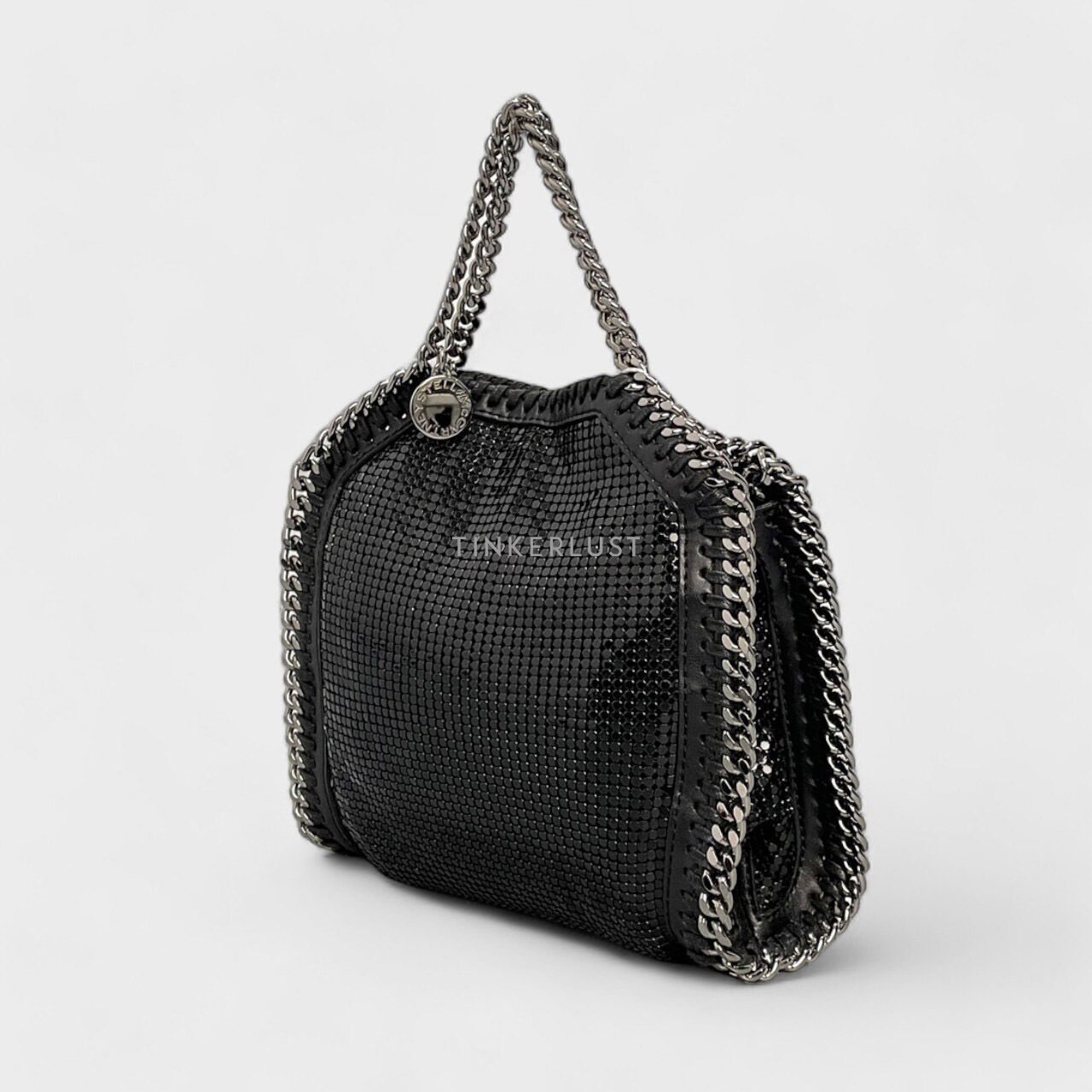 Stella McCartney Tiny Falabella Black Metal Mesh Tote Bag