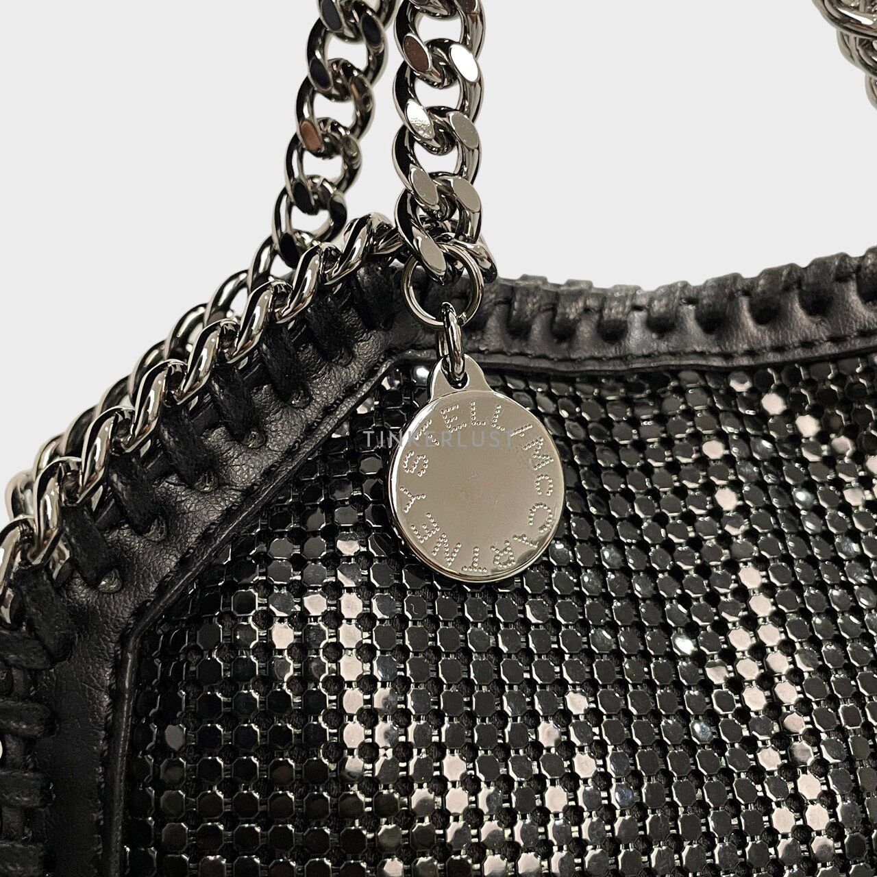 Stella McCartney Tiny Falabella Black Metal Mesh Tote Bag