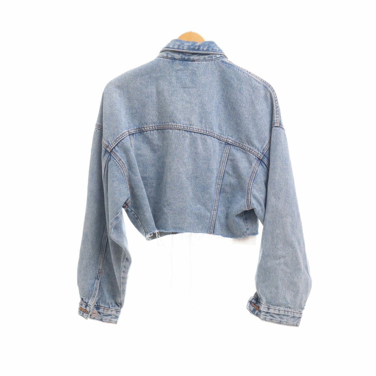 Zara Blue Denim Repped Cropped Jacket