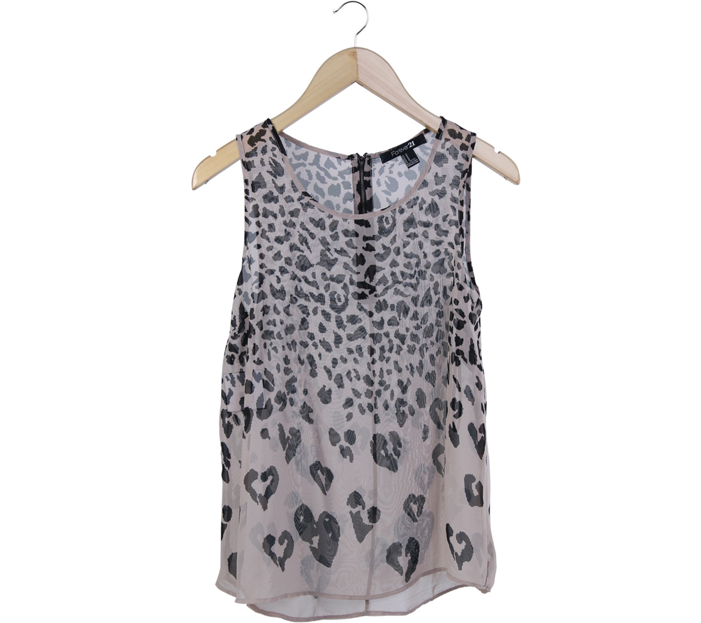 Forever 21 Cream Patterned Sleeveless