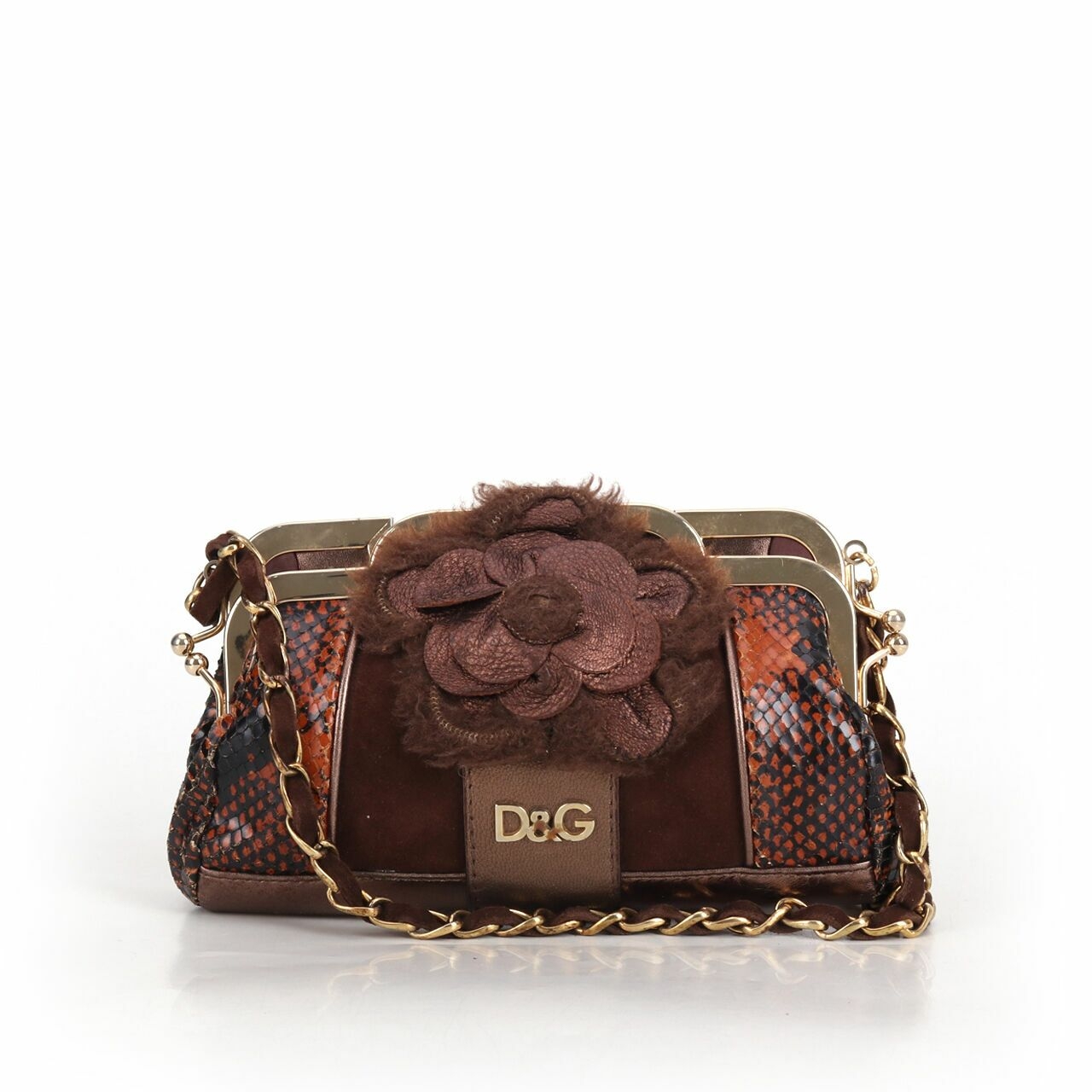 Dolce & Gabbana Vintage Flower Phyton Sling Bag