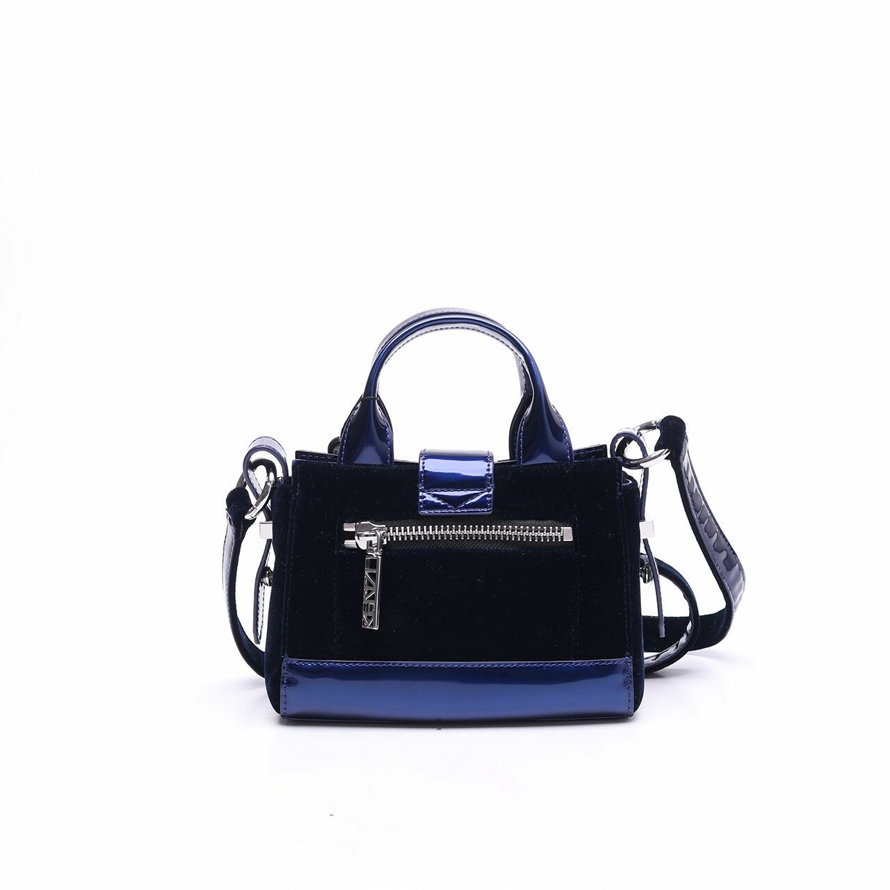 Kenzo Kalifornia Mini Tote Dark Blue Metallic Velvet Satchel Bag