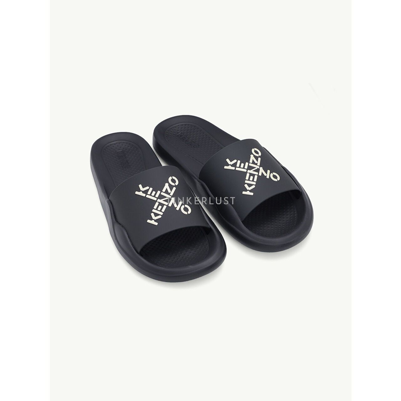 Kenzo Women Sport 'Big X' Pool Slides in Black/White Sandals