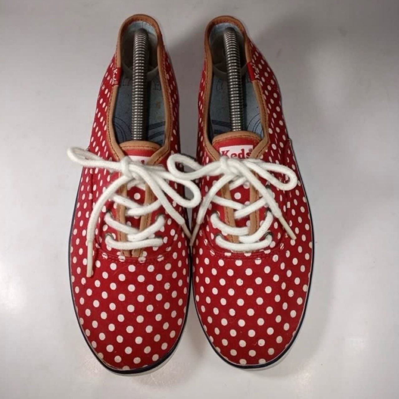 Keds Champion Canvas Red White Polka Dot Sneakers Women's