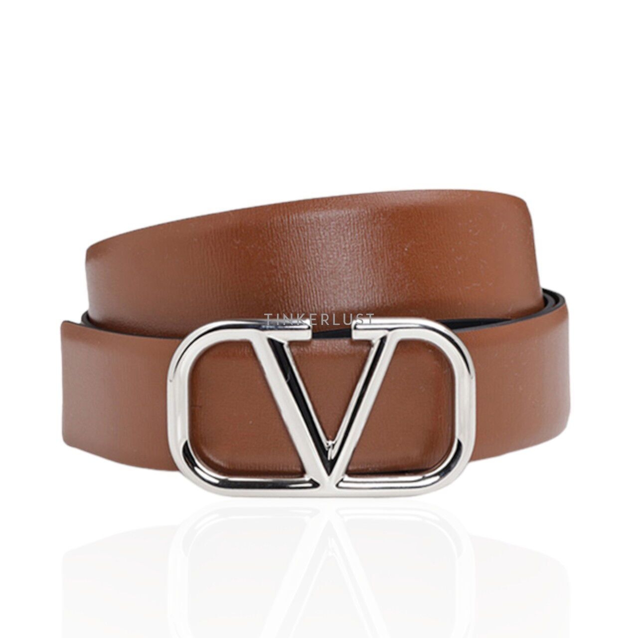 Valentino Garavani Men VLogo 3cm in Saddle Brown SHW Belt