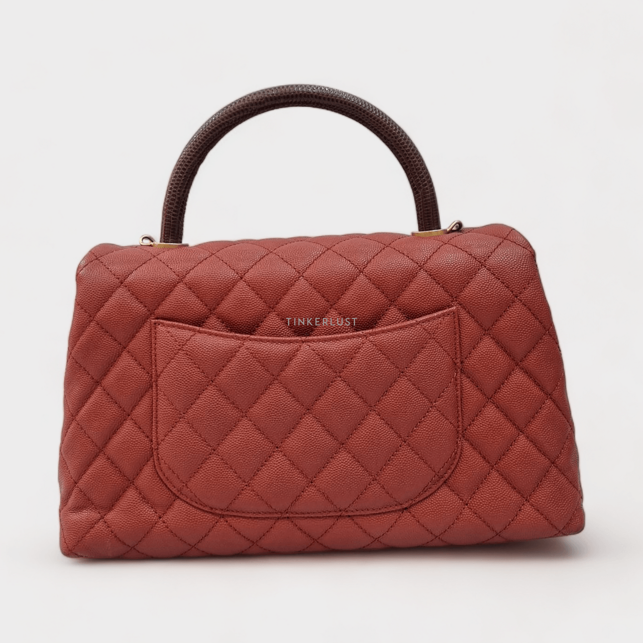 Chanel Coco Handle Medium Red Bordeux Caviar Lizard Handle Satchel