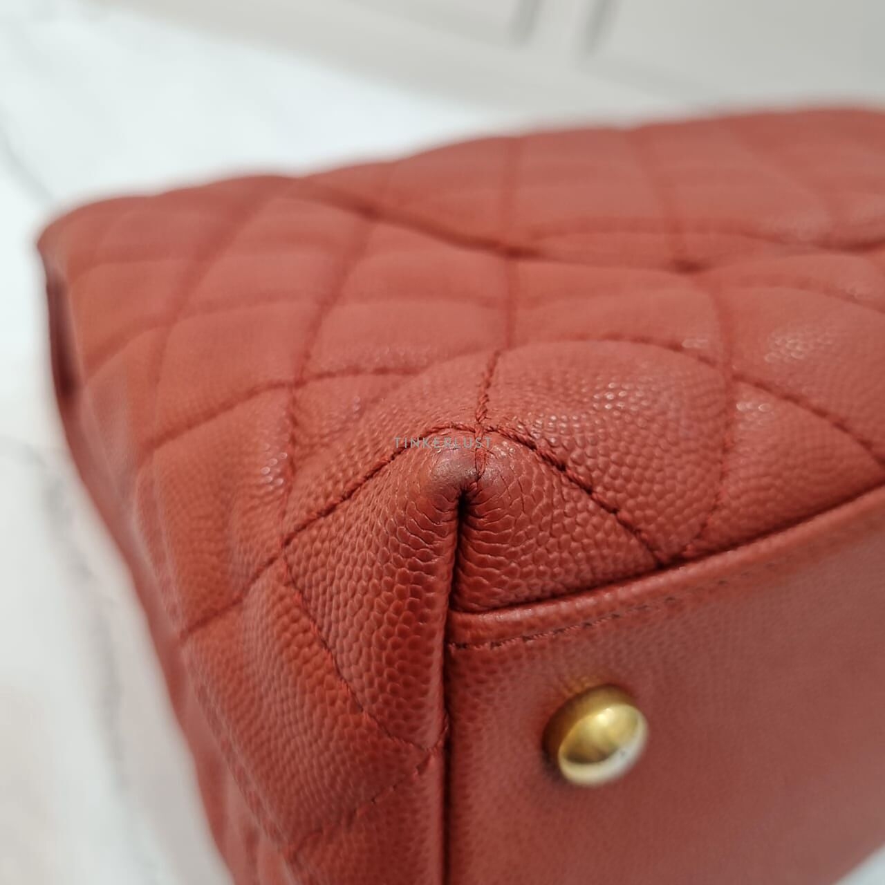 Chanel Coco Handle Medium Red Bordeux Caviar Lizard Handle Satchel