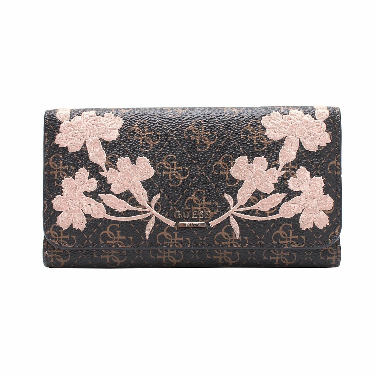 Guess Floral Brown Flap Wallet 