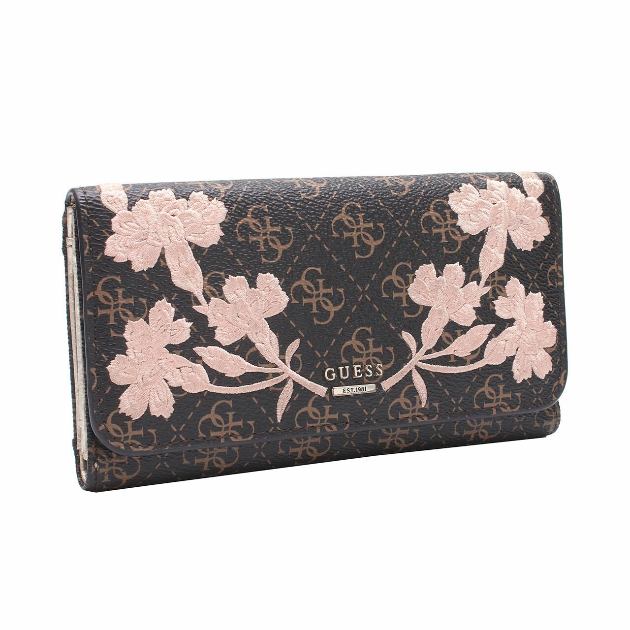 Guess Floral Brown Flap Wallet 