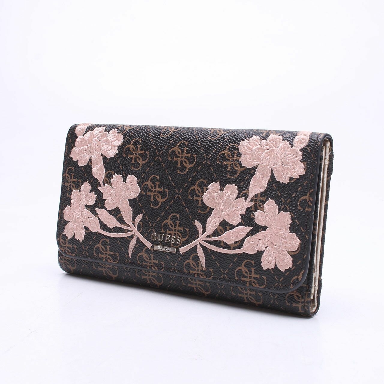 Guess Floral Brown Flap Wallet 