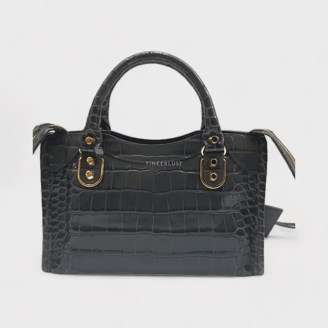 Balenciaga Mini City Edge Croco Grey GHW Satchel