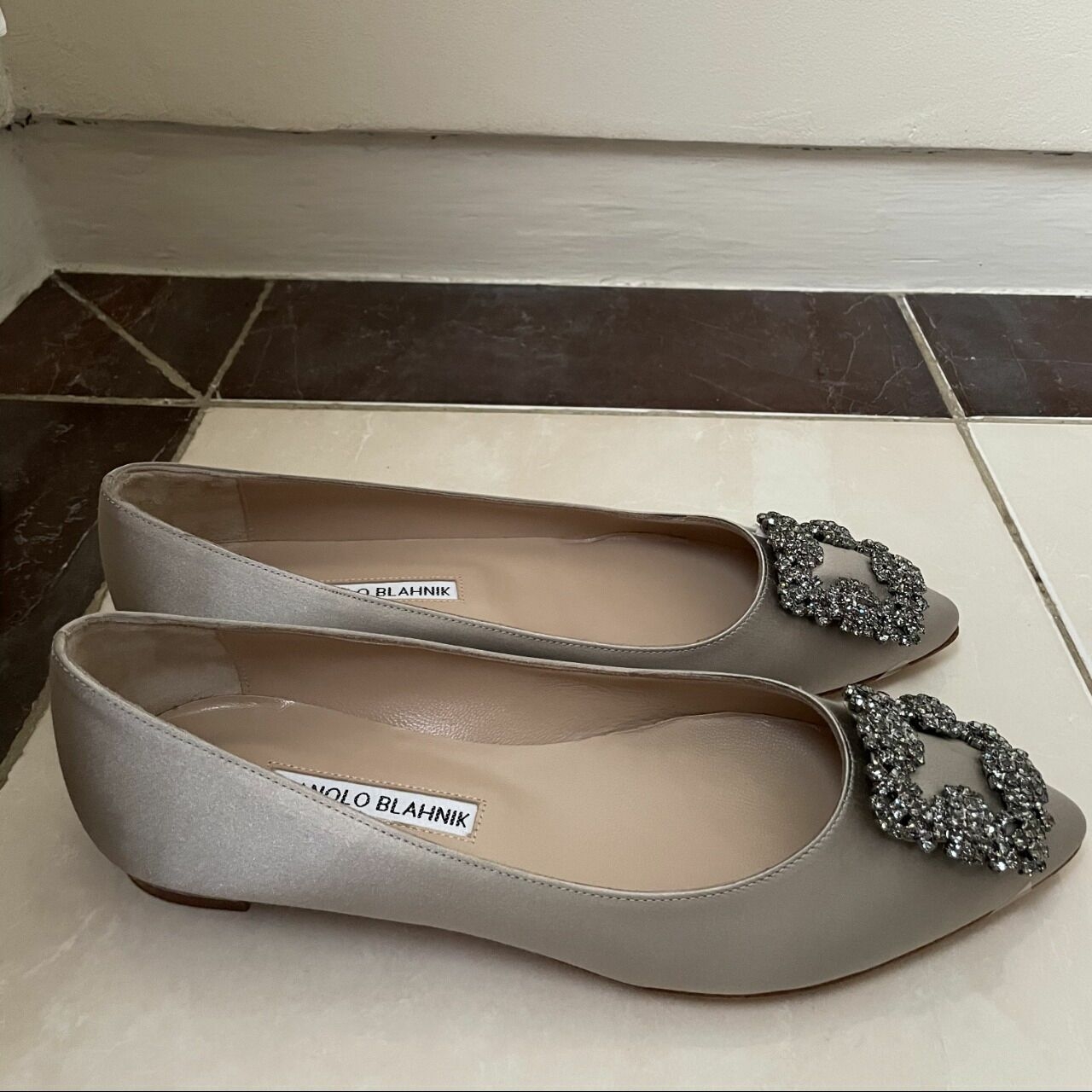 Manolo Blahnik Silver & Grey Flats